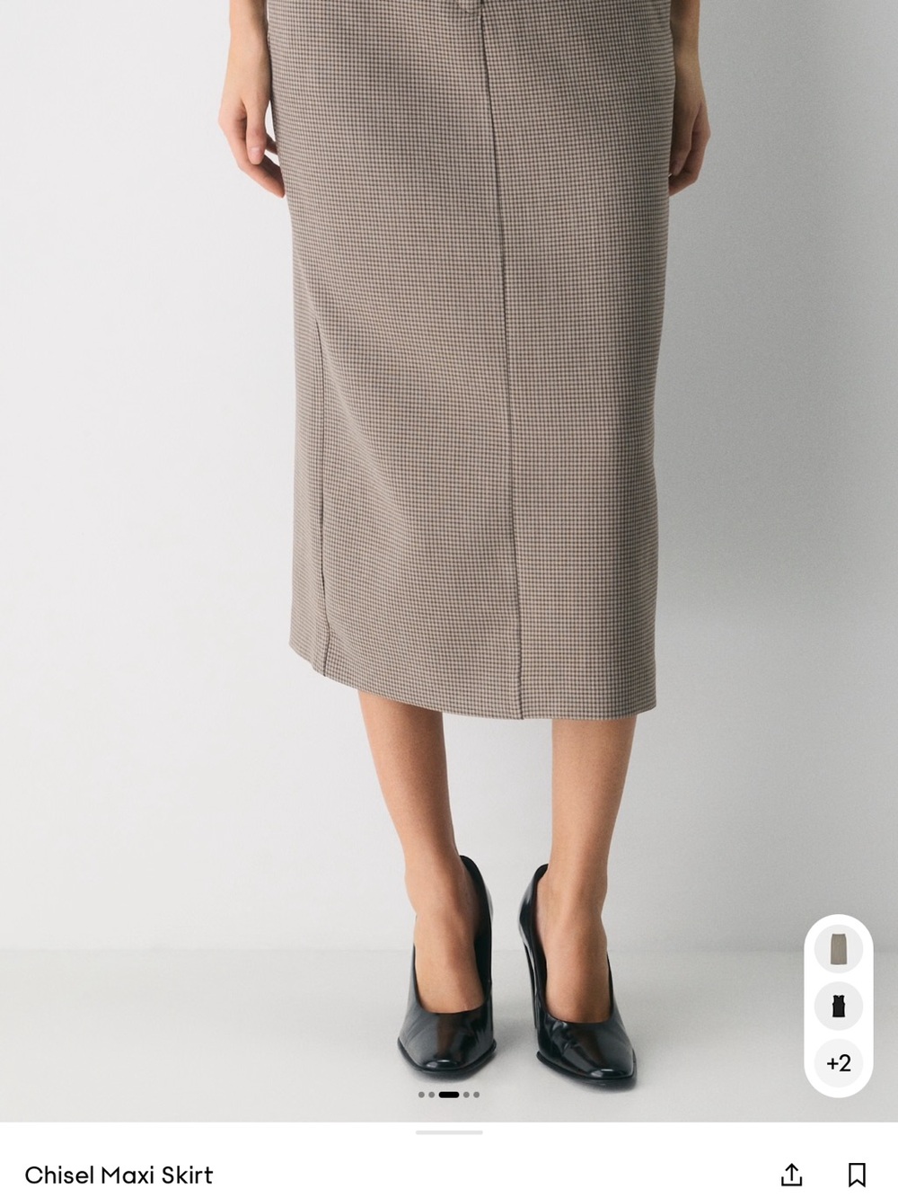 NWT Aritzia Chisel Maxi Skirt by Babaton, Grey Check, Maxi Pencil Skirt, Size 6 - Picture 8 of 16